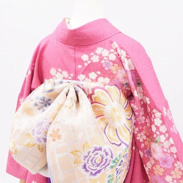 中古】正絹 振袖 フルセット 販売6点セット 半衿付き長襦袢・帯