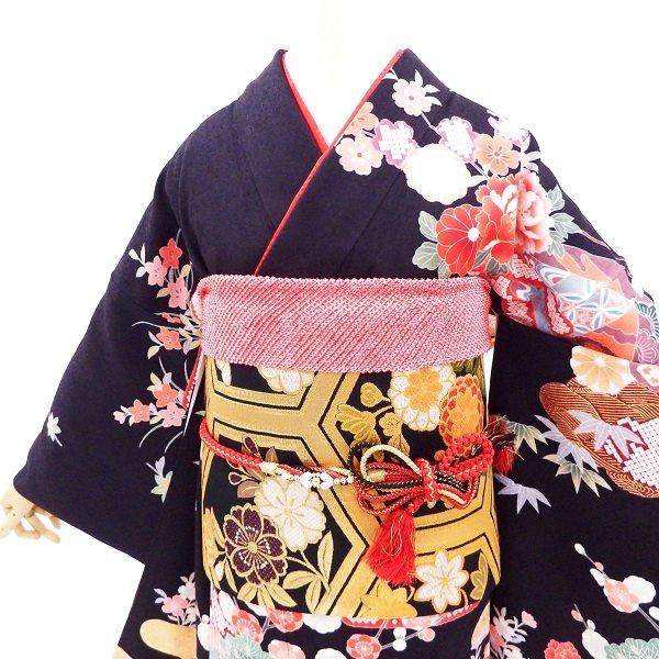 中古】正絹 振袖 フルセット 販売6点セット 半衿付き長襦袢・帯・帯揚 