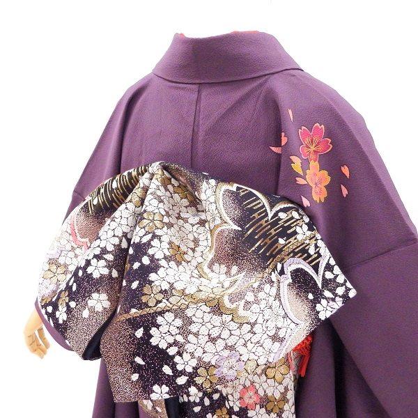 中古】正絹 振袖 フルセット 販売6点セット 半衿付き長襦袢・帯・帯揚