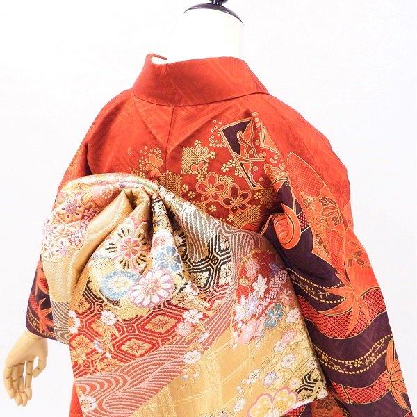 中古】正絹 振袖 フルセット 販売6点セット 半衿付き長襦袢・帯・帯揚