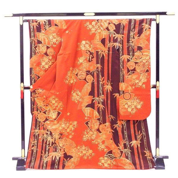 中古】正絹 振袖 フルセット 販売6点セット 半衿付き長襦袢・帯・帯揚