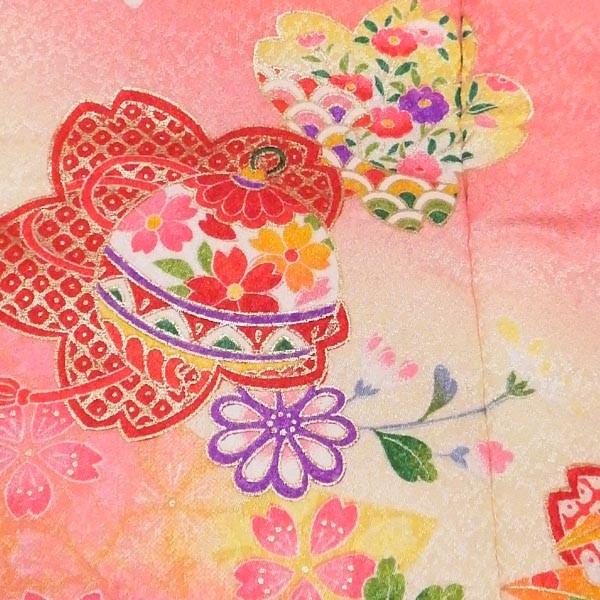 七五三 着物 3歳 フルセット 金の風に蝶ひらり艶やかコーデ 髪飾り