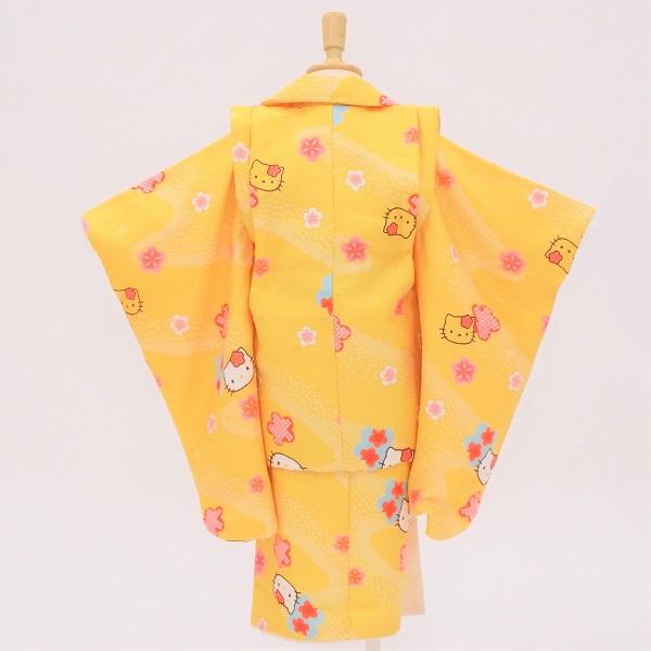七五三　着物　女の子　被布セット　キティ 七五三 三歳 被布セット 販売 ハローキティ 和風イエロー キティちゃん