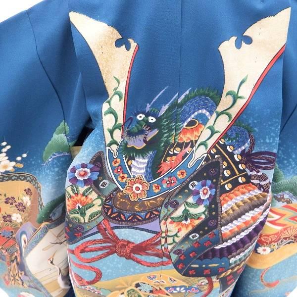 七五三フルセット 5歳 袴 男の子の購入セット【中古】青空に白梅と兜