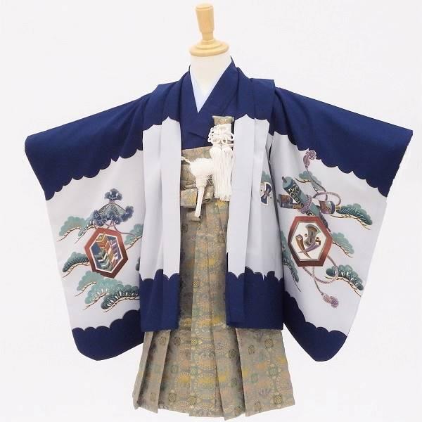 お買い得品♡七五三　5歳　男の子　フルセット　一式　紺地　兜 七五三 販売フルセット 5歳 男の子用 爽やかネイビー 人気の兜柄【販売
