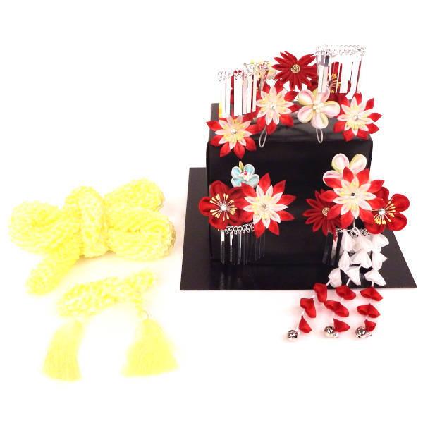 日本製 七五三 つまみ細工の髪飾り 5点セット かのこ ちんころ付き いろいろデザインのお花たち 和風な7歳のヘアスタイル 七歳勝山セット 限定製作 Atempletonphoto Com