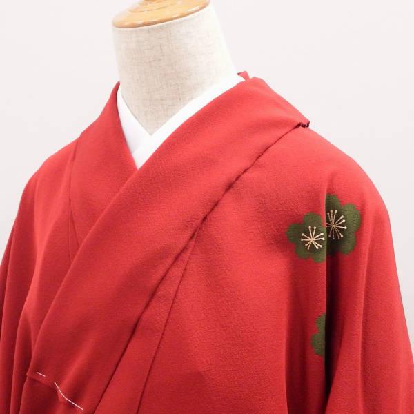 正絹 未仕立て 新品 振袖 販売 八掛け付き 大人シックな粋デザインの赤 