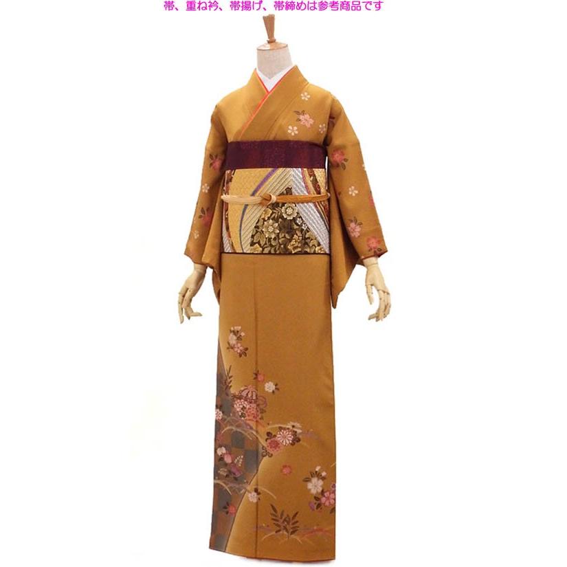 正絹USED 訪問着+長襦袢 2点セット販売 和のモチーフを散らしてレトロ 