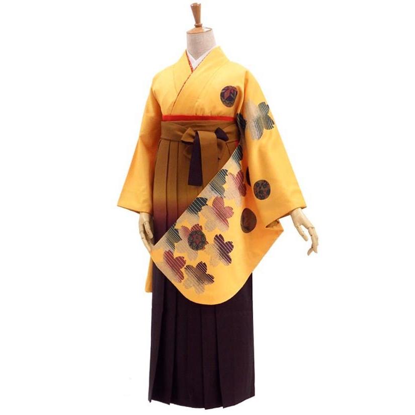 女性用 卒業袴 6点セット 夕映えにサクラと手まりのシルエット １４９から１５２ｃｍ対応