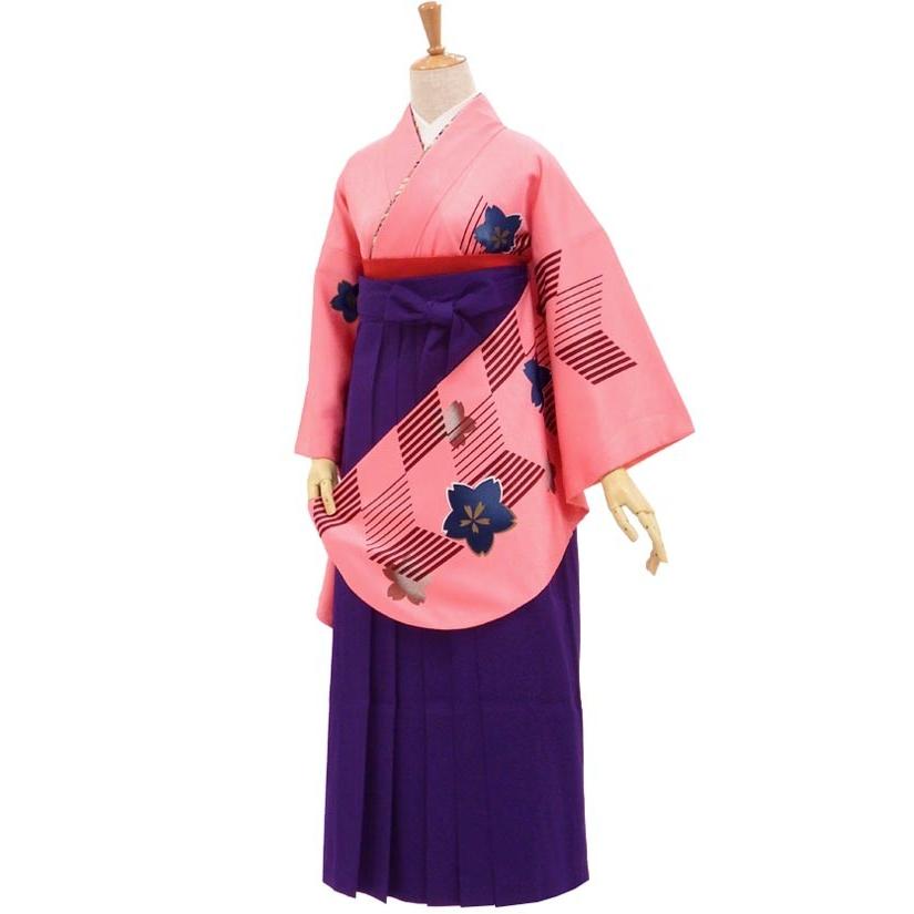 卒業式 袴 セット 購入 伝統の矢羽根をモダンにアレンジ ピンク×パープル 身長１５５から１６４ｃｍ