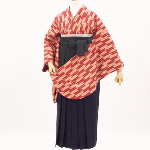 卒業式 着物と袴 6点セット販売 身長約149から152cm対応 赤×ベージュ 