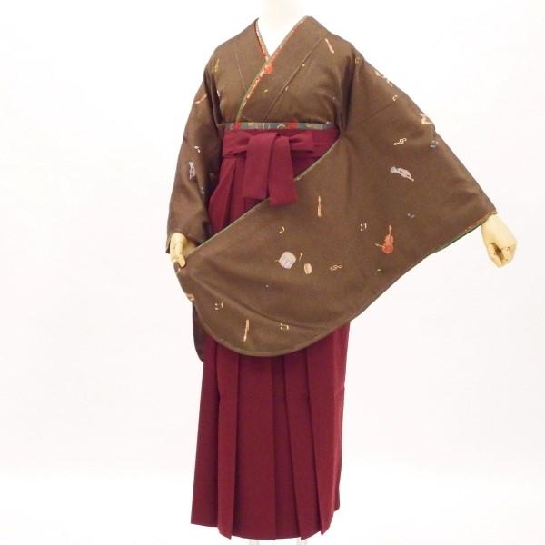 卒業式 着物と袴 6点セット販売 身長約153から157cm対応 ブラウン 