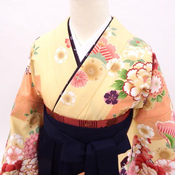 卒業式 着物と袴 6点セット販売 身長約158から162cm対応 クリーム 花