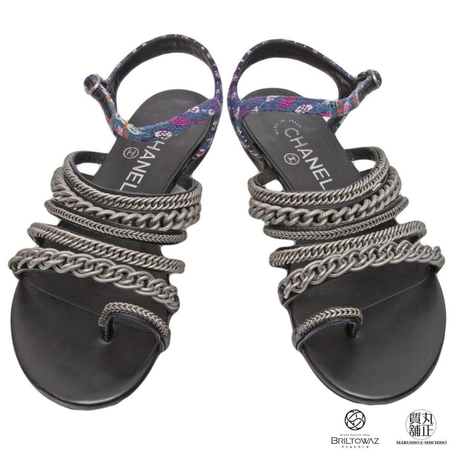 CHANEL (SALE)シャネル チェーン ストラップ フラットサンダル CHANEL (SALE)シャネル チェーン ストラップ フラットサンダル