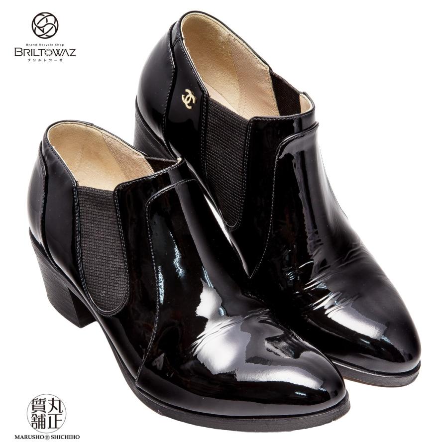 CHANEL（シャネル） エナメルショートブーツ パテント G30157 黒 36C