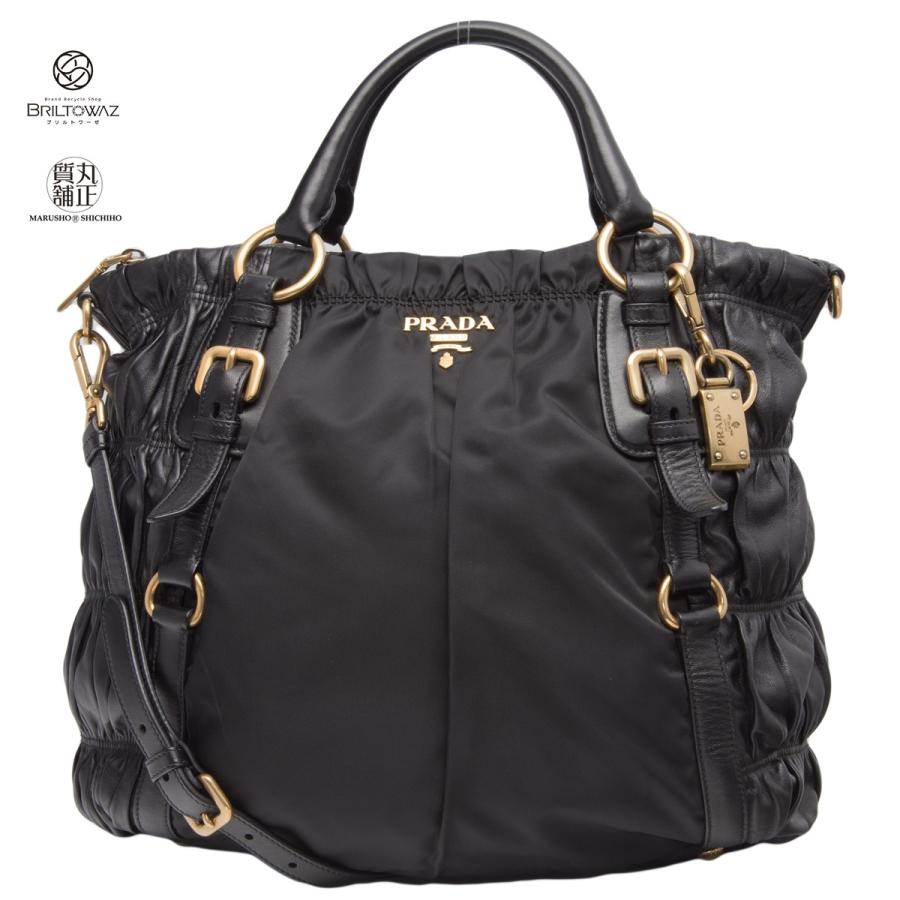 PRADA 【Sale】プラダ トートバッグ Gaufre レザー ナイロン コンビ  