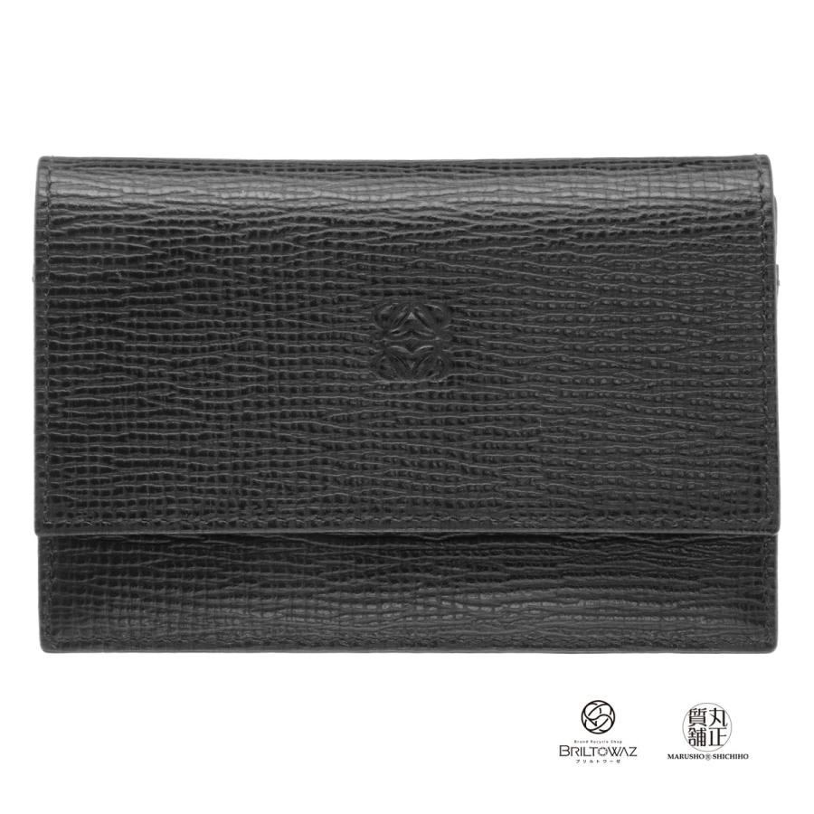 LOEWE ロエベ カードケース 名刺入れ 黒 フラップ 二つ折り 型 LOEWE ロエベ カードケース 名刺入れ 黒 フラップ 二つ折り 型