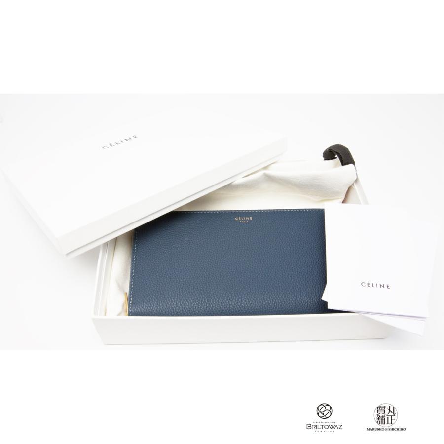 【美品✨】セリーヌ　ラウンドジップ　マルチファンクション　ブルーグレー CELINE（セリーヌ） 長財布 マルチファンクション 105003 ブルーグレー