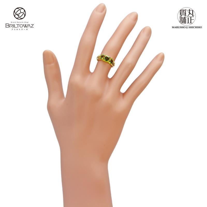 K18YG ペリドット リング イエローゴールド 13号 8月誕生石 レディース