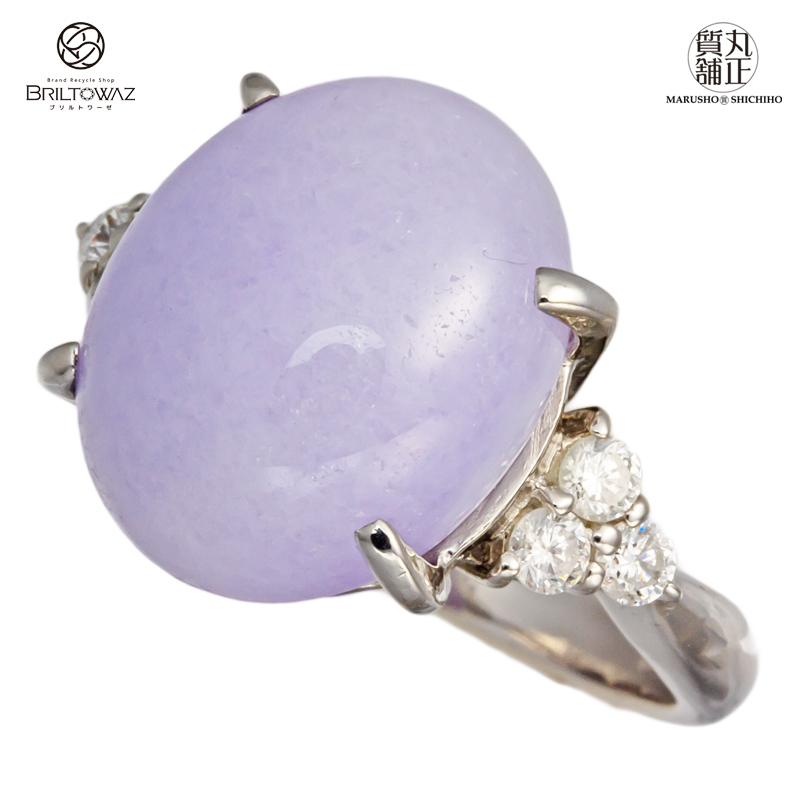 Pt900 ラベンダーヒスイ ひすい 翡翠 10.78ct ダイヤ リング 