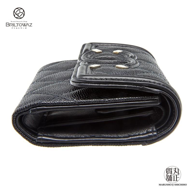 シャネル AP0375 フィリグリー マトラッセ 3つ折り財布 キャビアスキン キャビアスキン シャネル スモール フラップウォレット CCフィリグリー