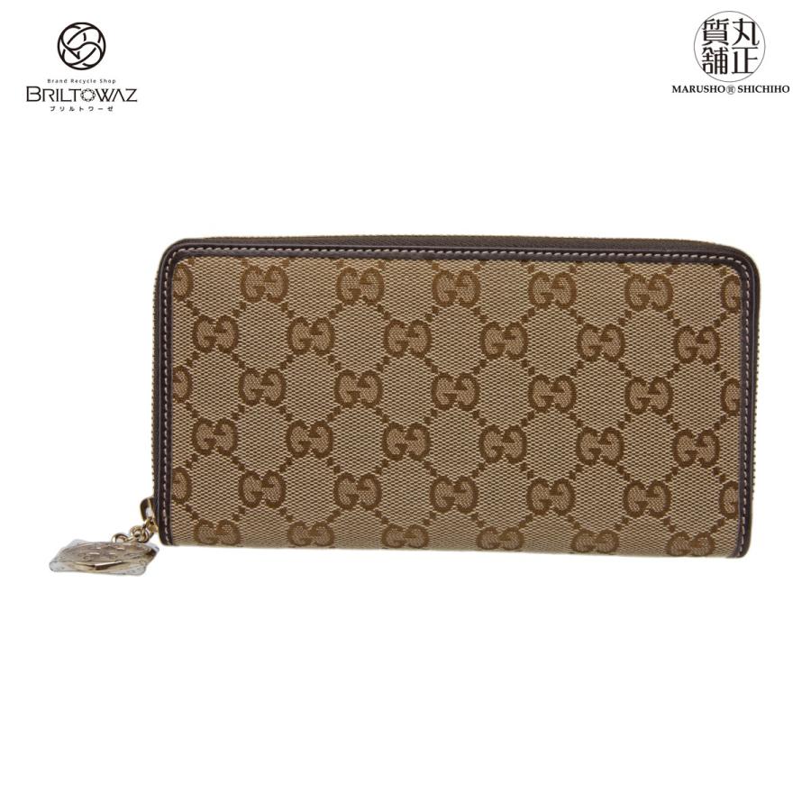 GUCCI GGキャンバス ラウンドファスナー長財布 308005 ブラウン
