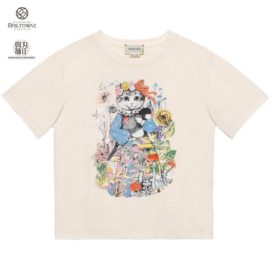 【直営買付】グッチ 2020クルーズ 限定 ヒグチユウコ Tシャツ 猫　キャット 580991　オフホワイト 12(レディースS-M) チルドレンズ  GUCCI 半袖（M208989） : m208989 : 質屋 丸正質舗 Yahoo!店 - 通販 - Yahoo!ショッピング