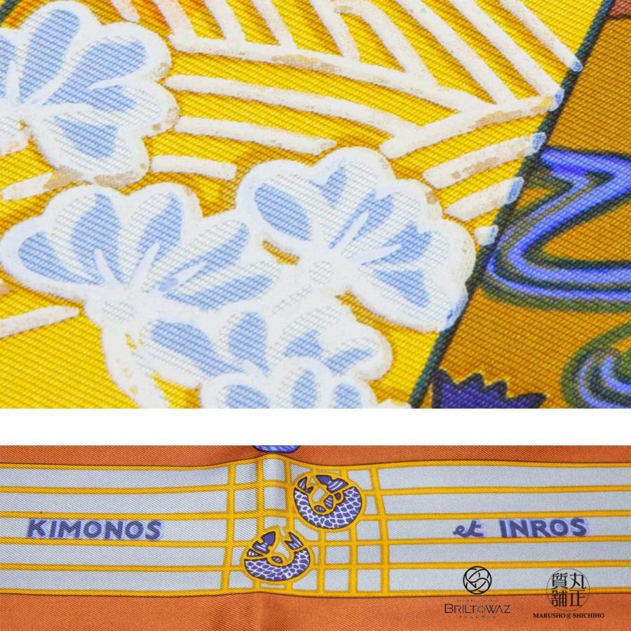 HERMES エルメス カレ90 シルクスカーフ KIMONOS et INROS 着物 HERMES エルメス カレ90 シルクスカーフ KIMONOS et INROS 着物