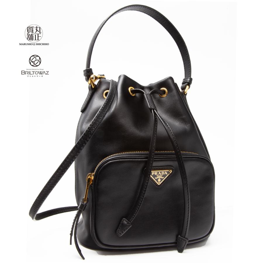 PRADA プラダ デュエット レザーショルダー バッグ 2WAY 巾着 PRADA プラダ デュエット レザーショルダー バッグ 2WAY 巾着