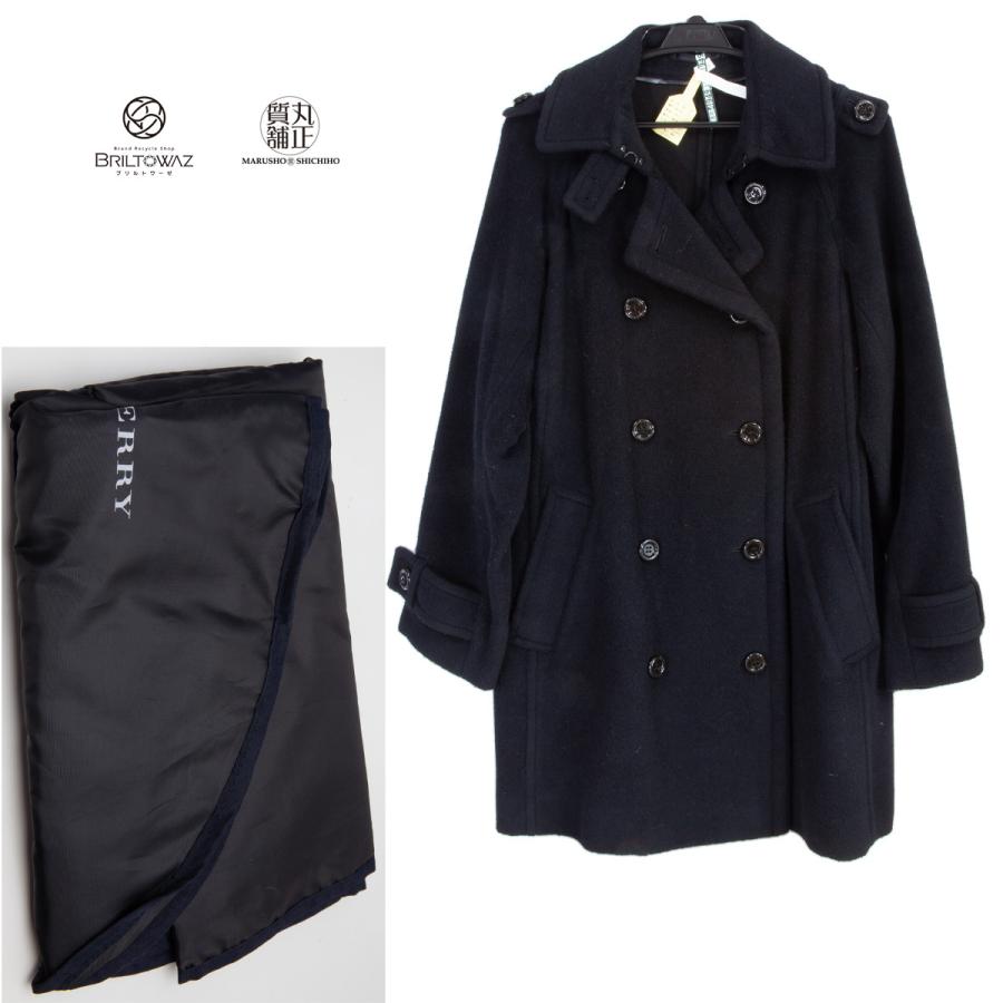 新作/公式 バーバリーブルーレーベル ジャケットコート ウール ダブルブレスト 黒サイズ38 テーラードジャケット
