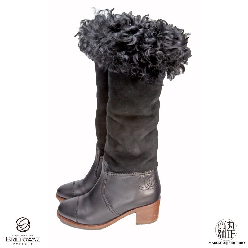 SALE)シャネル ムートン ブーツ ロング/ハーフ 2WAY シープスキン