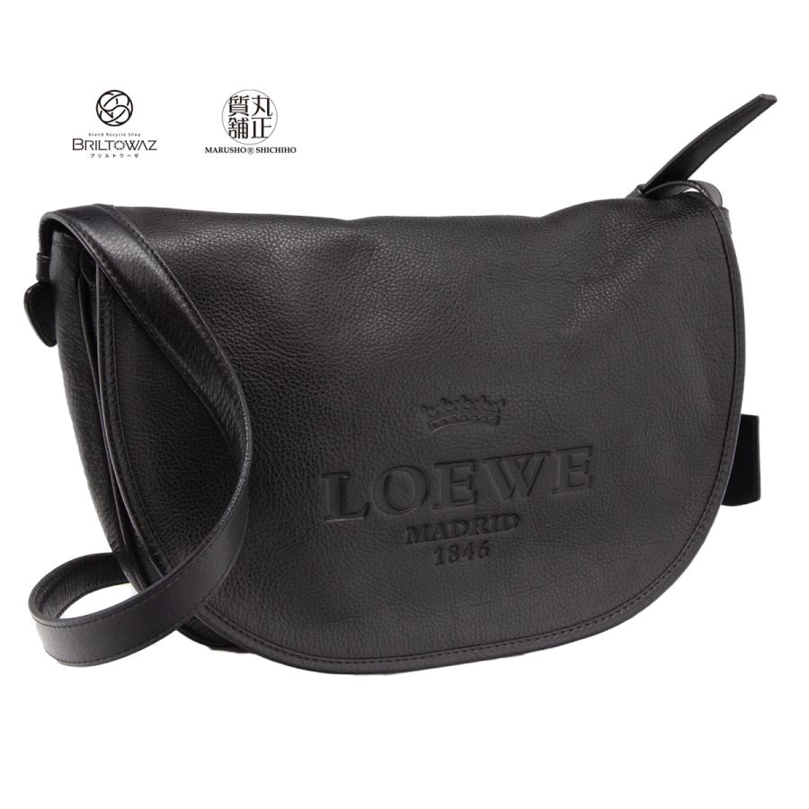 LOEWE ロエベ ヘリテージ フラップ ショルダーバッグ 黒 377.79 LOEWE ロエベ ヘリテージ フラップ ショルダーバッグ 黒 377.79