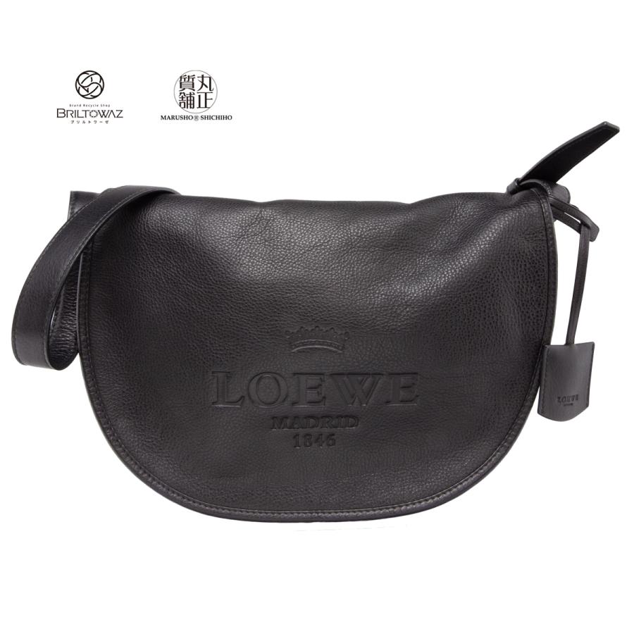 LOEWE ロエベ ヘリテージ フラップ ショルダーバッグ 黒 377.79 LOEWE ロエベ ヘリテージ フラップ ショルダーバッグ 黒 377.79