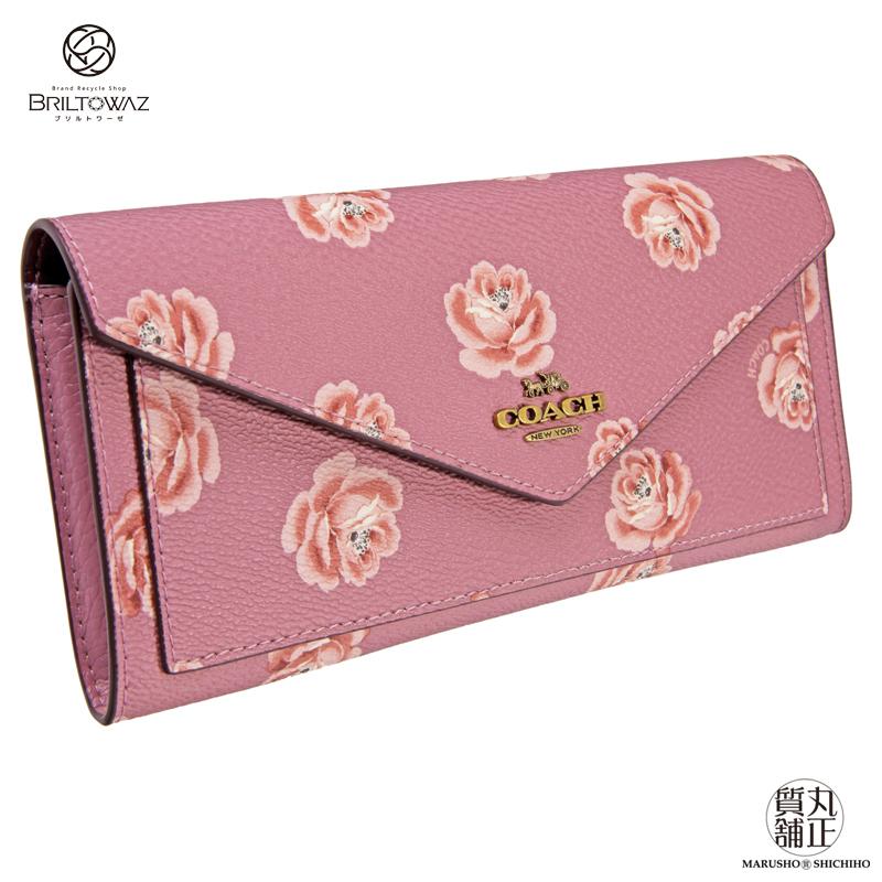 COACH コーチ ソフトウォレット ローズフラワープリント 長財布 