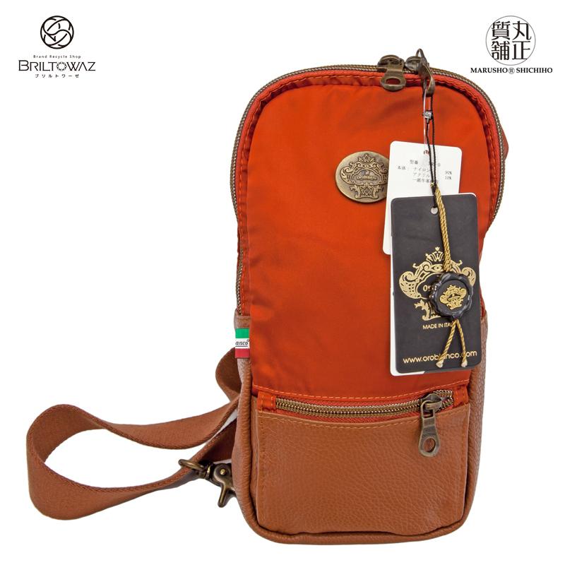 オロビアンコ Attore B ウェストポーチ ボディバッグ ナイロン レザー オレンジ 茶 オレンジ 茶 Attore B Orobianco