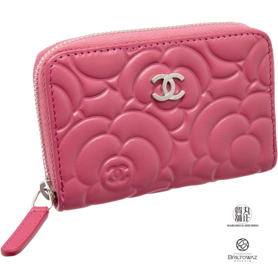 CHANEL シャネル コインケース カメリアエンボス ピンク A82551 CHANEL シャネル コインケース カメリアエンボス ピンク A82551
