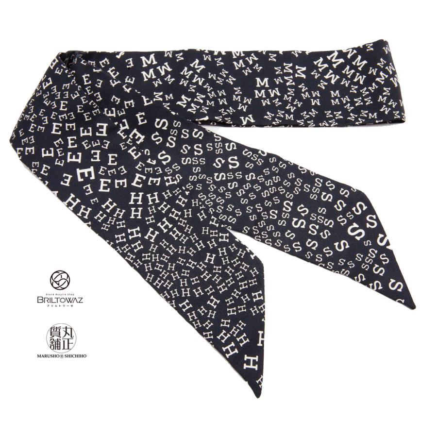 HERMES エルメス ツイリー Hロゴ TWILLY ブラック/白 黒 シルク HERMES エルメス ツイリー Hロゴ TWILLY ブラック/白 黒 シルク