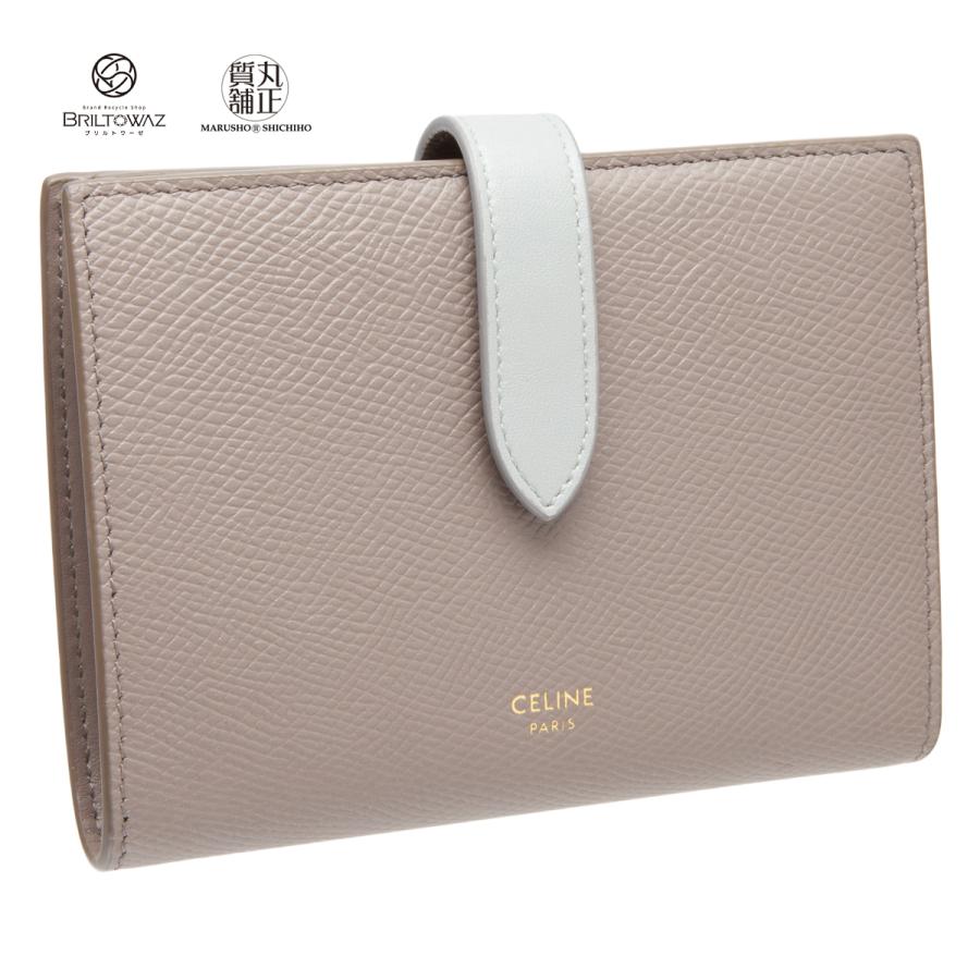 美品✨セリーヌ ミディアム ストラップ ウォレット バイカラー グレー セリーヌ ミディアム ストラップ ウォレット バイカラー グレー