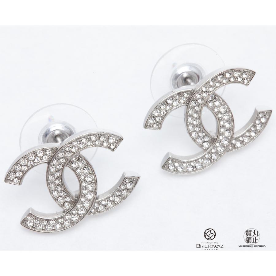 CHANEL シャネル ピアス ココマーク ラインストーン シルバー CHANEL シャネル ピアス ココマーク ラインストーン シルバー