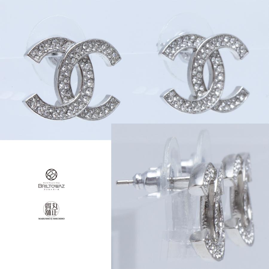 CHANEL シャネル ピアス ココマーク ラインストーン シルバー CHANEL シャネル ピアス ココマーク ラインストーン シルバー
