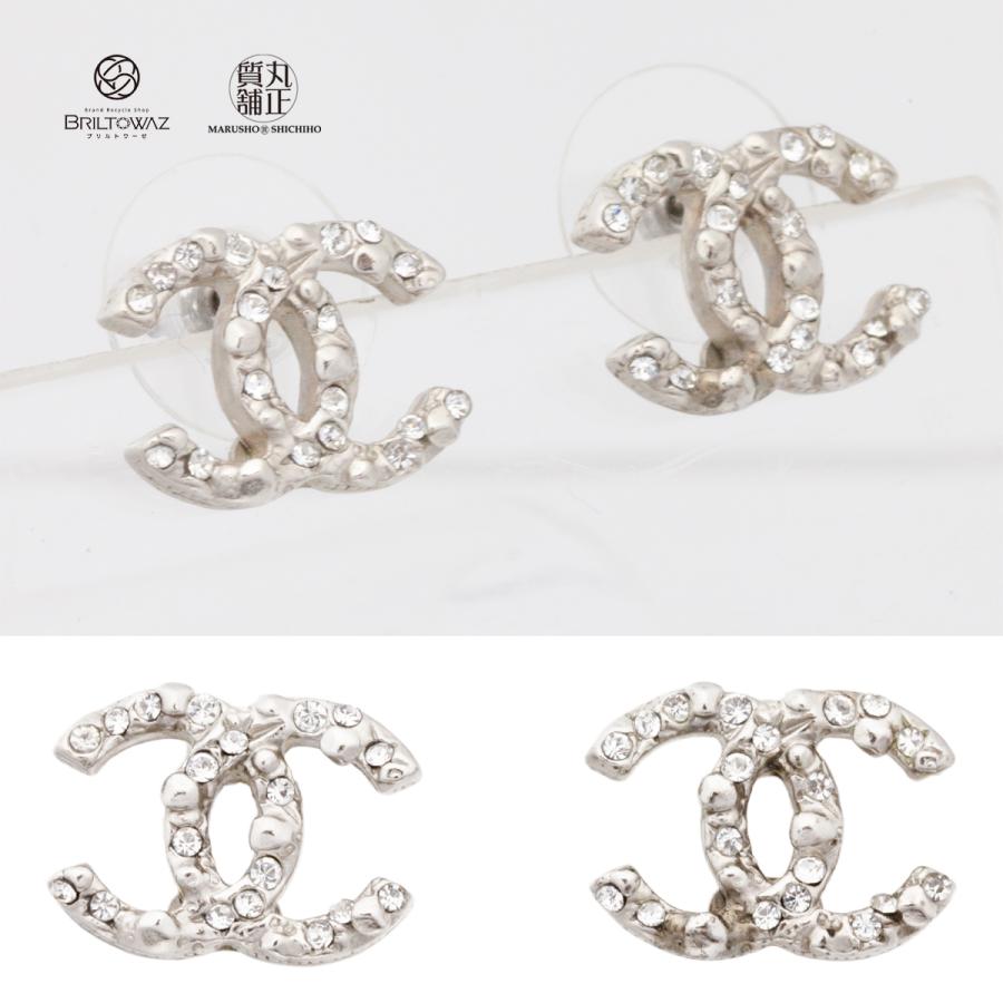 CHANEL（シャネル） ピアス ココマーク ラインストーン シルバー金具