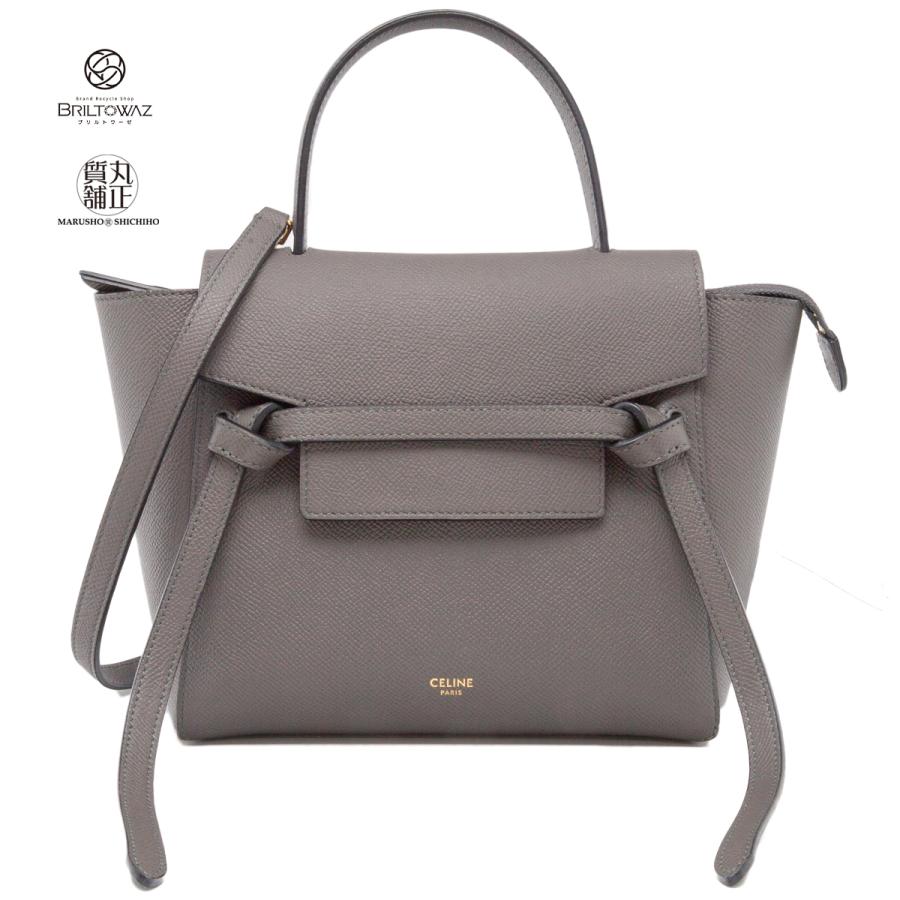 CELINE 【値下げ！】セリーヌ ベルトバッグ ナノ グレー ハンドバッグ 