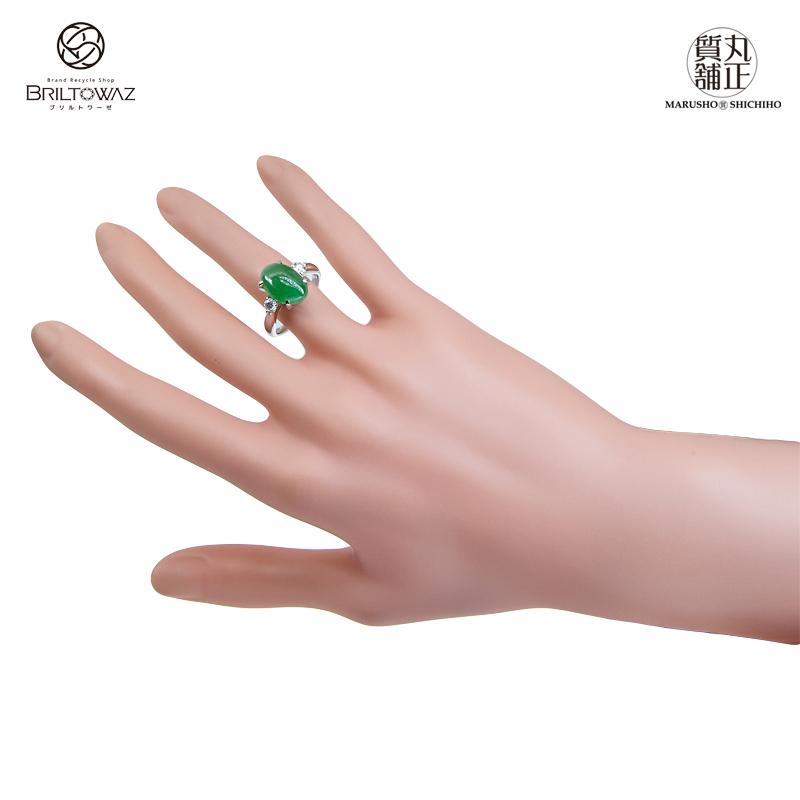 Pt900 ヒスイ 4.31ct ダイヤ 0.33ct リング 指輪 17号 5月誕生石 Pt900 ヒスイ 4.31ct ダイヤ 0.33ct リング 指輪 17号 5月誕生石