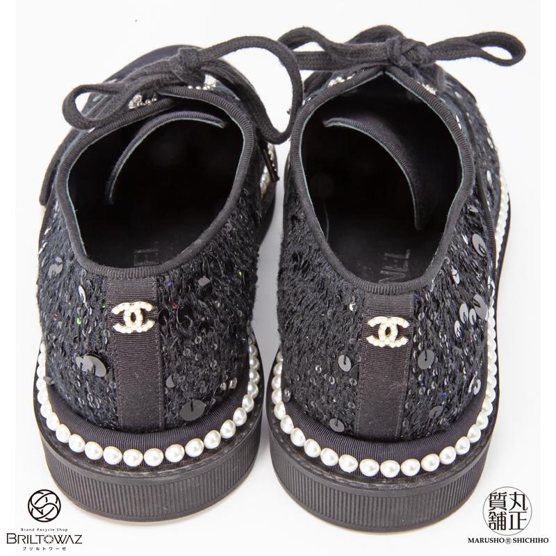 CHANEL シャネル ツイードスニーカー スパンコール&フェイク CHANEL シャネル ツイードスニーカー スパンコール&フェイク