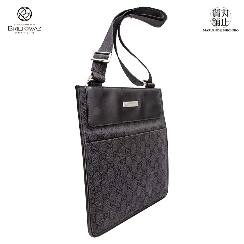 GUCCI グッチ GGキャンバス 薄型メッセンジャーバッグ Ref27639 黒