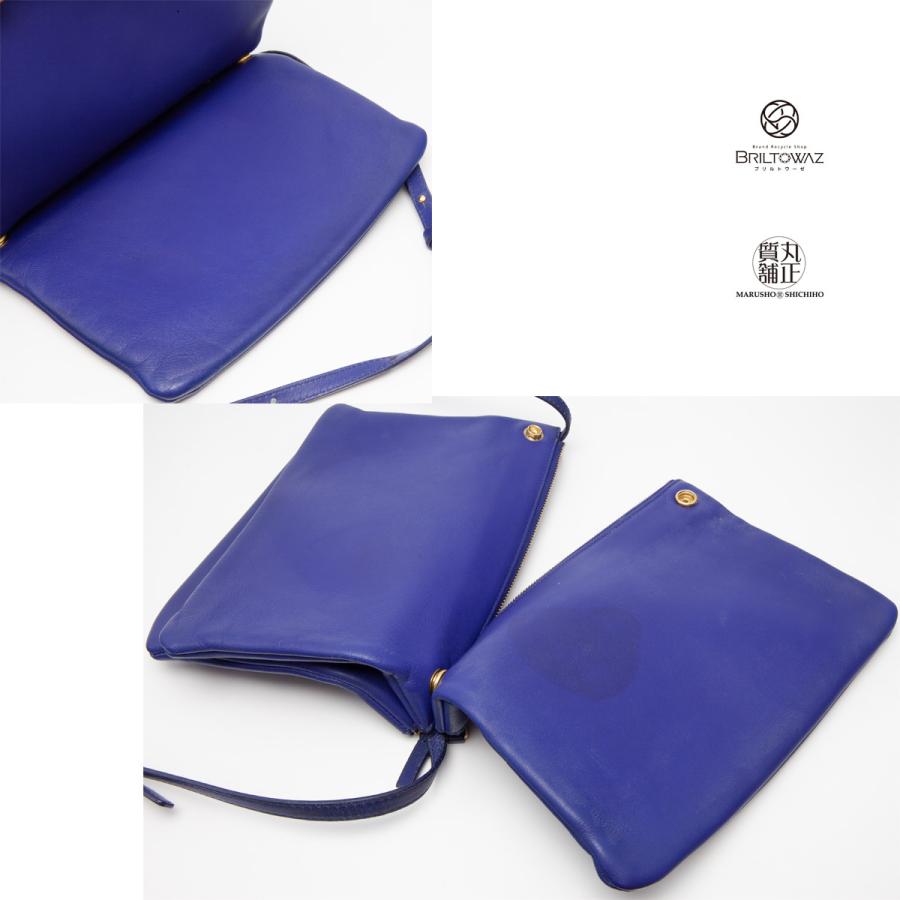 セリーヌ ショルダーバッグ トリオ ラージ フィービー期 旧ロゴ ネイビー CELINE（セリーヌ） 【値下げ！】セリーヌ トリオバッグ ラージ
