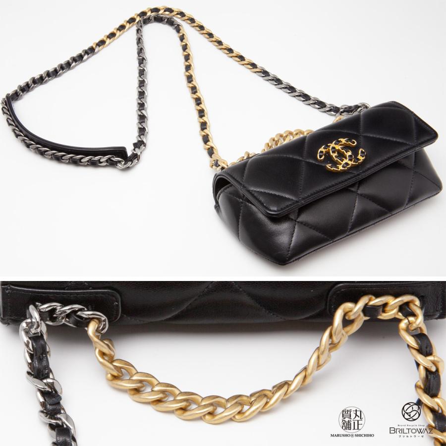 直営買付 シャネル 19 アイウェアケース チェーン Ap60 21aw ラムスキン マトラッセ ココマーク ショルダー 黒 ゴールド シルバー Chanel M M 丸正質舗 Yahoo 店 通販 Yahoo ショッピング