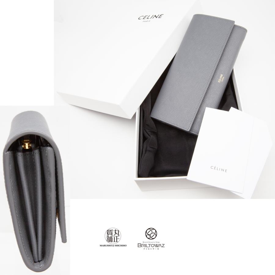 セリーヌ 長財布 ラージフラップウォレット ミディアムグレー  