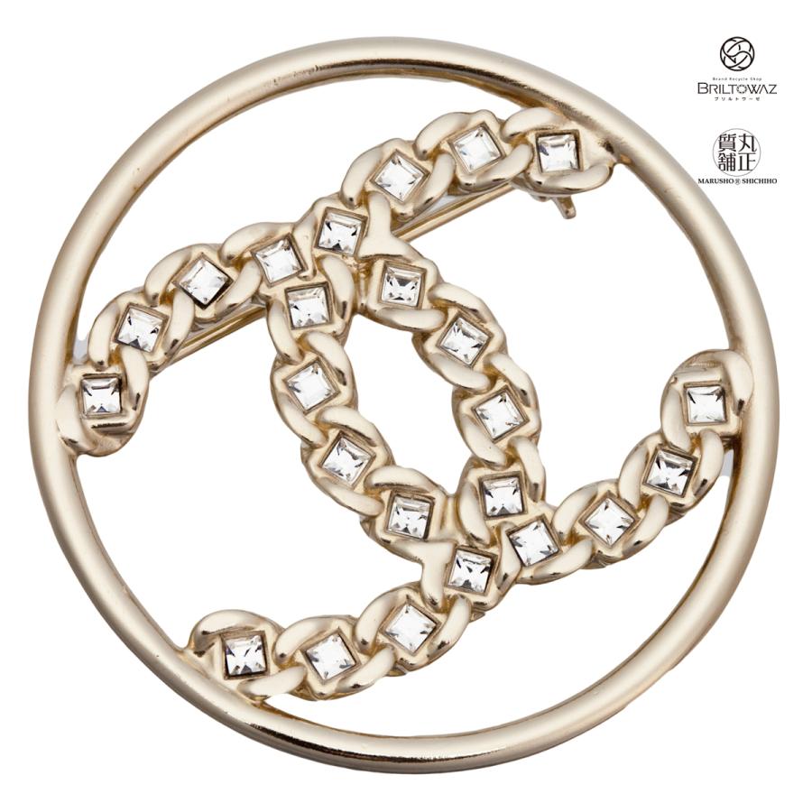 シャネル 2019春 ブローチ ココマーク ラインストーン ラウンド