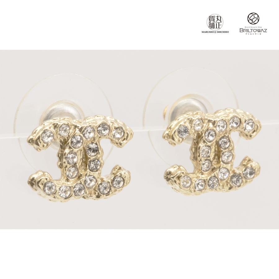 CHANEL（シャネル） ココマーク ラインストーン ピアス ゴールド金具